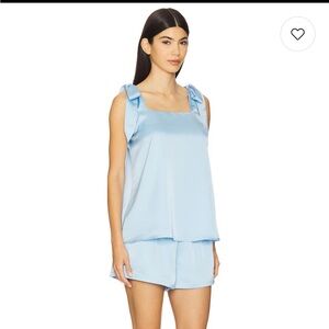 NWT Show Me Your Mumu Wedding Glam Time Set in Baby Blue Luxe Satin Size L